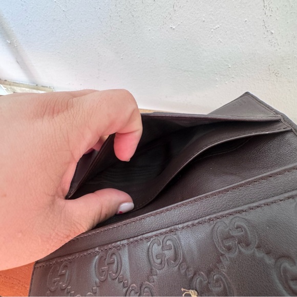 Gucci Dark Brown Embossed Leather Clutch - Picture 8 of 9